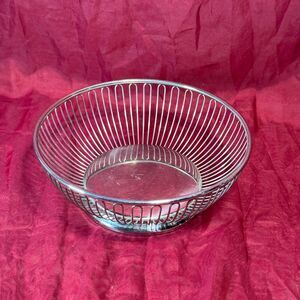 Vintage 8.5" Silver Wire Bowl Bread Basket Italian Metal Mid-Century